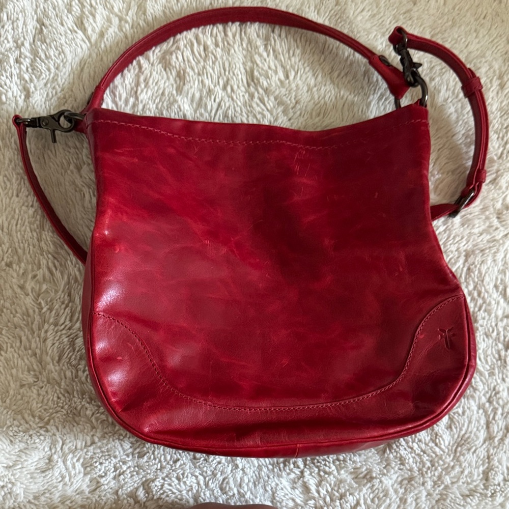 Frye Melissa Red Leather hobo Bag